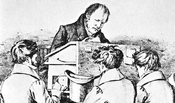 friedrich hegel mit studenten lithographie f kugler